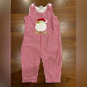 Santa Appliquéd Gingham Longall with Name Embroidered
